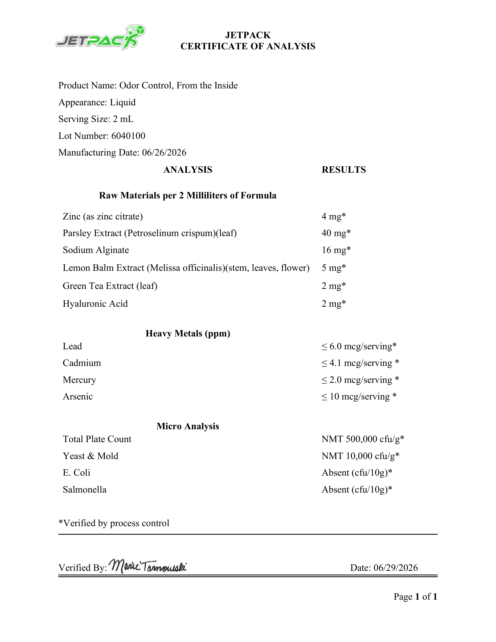 Lab Certificate